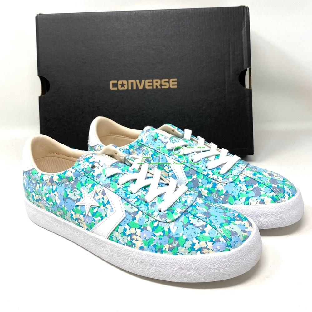 Converse Low Top Sneakers Blue Green Floral Print